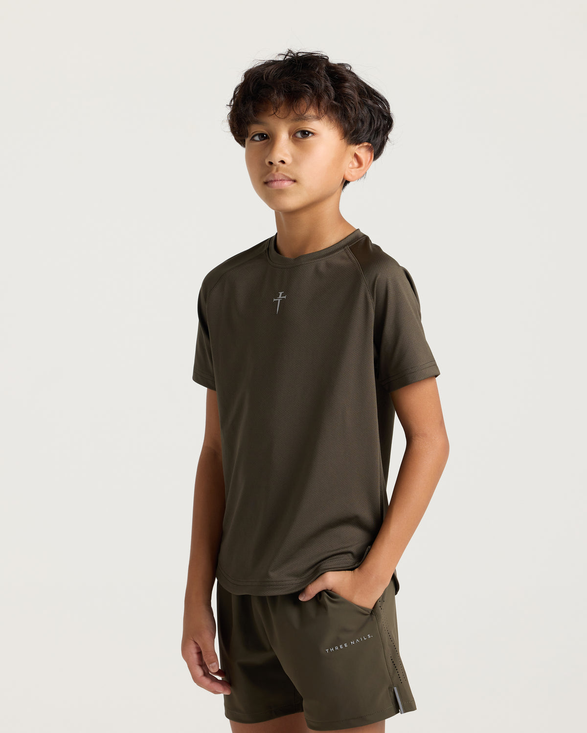 Youth Pro-Tech Tee "Cross" - Burnt Olive