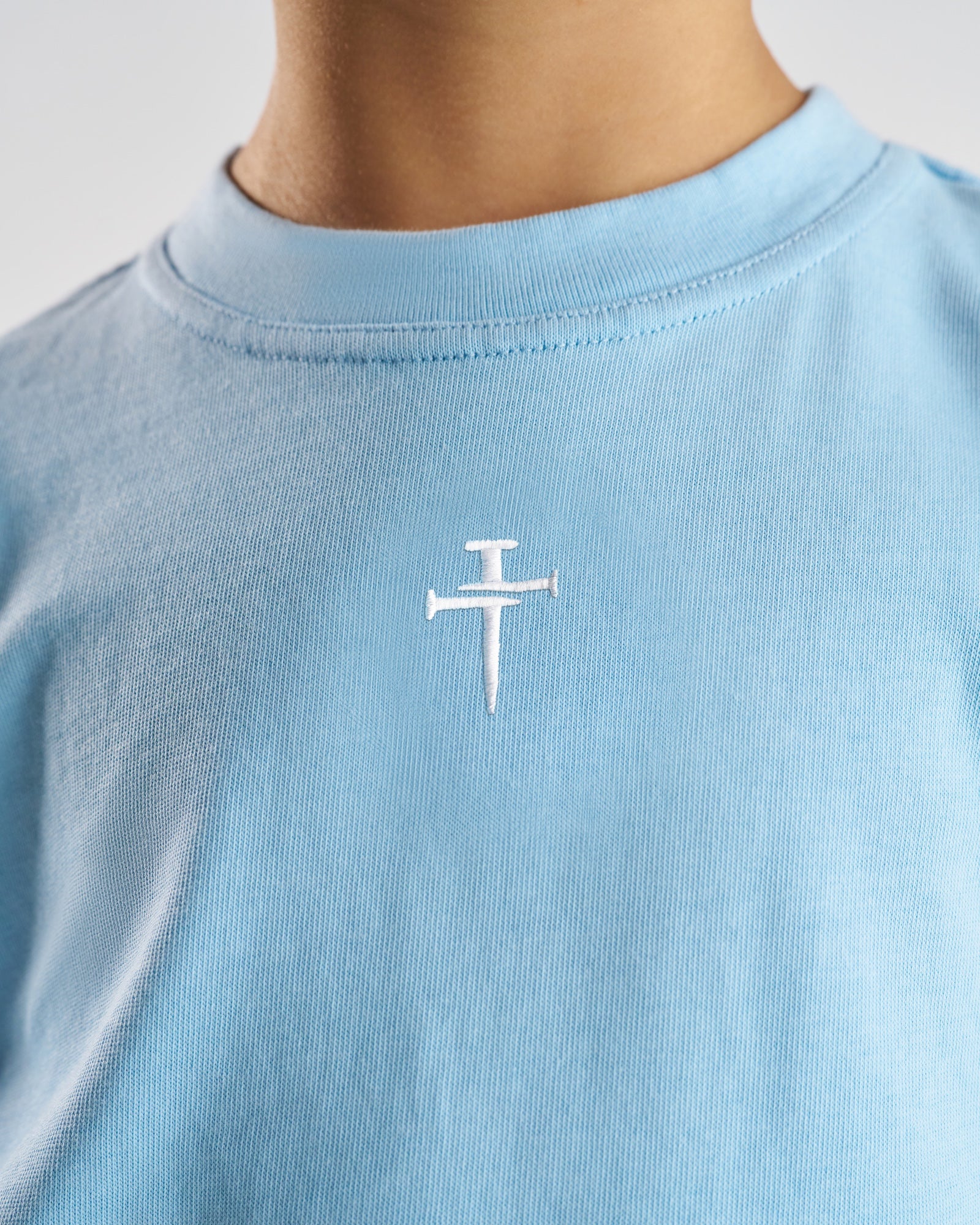 Youth Heavyweight Cotton Oversized Tee - Sky Blue