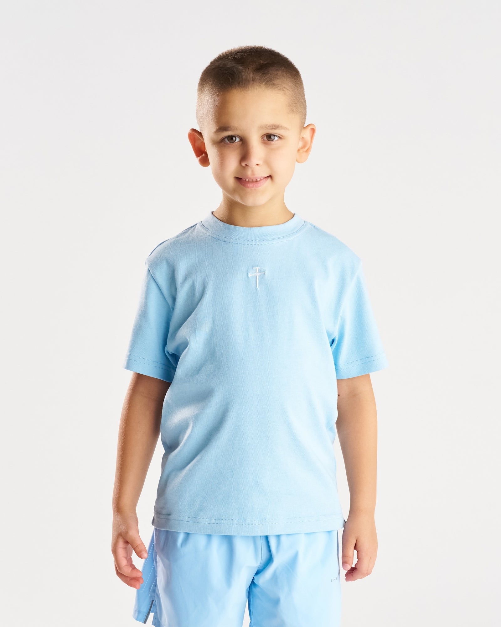 Youth Heavyweight Cotton Oversized Tee - Sky Blue