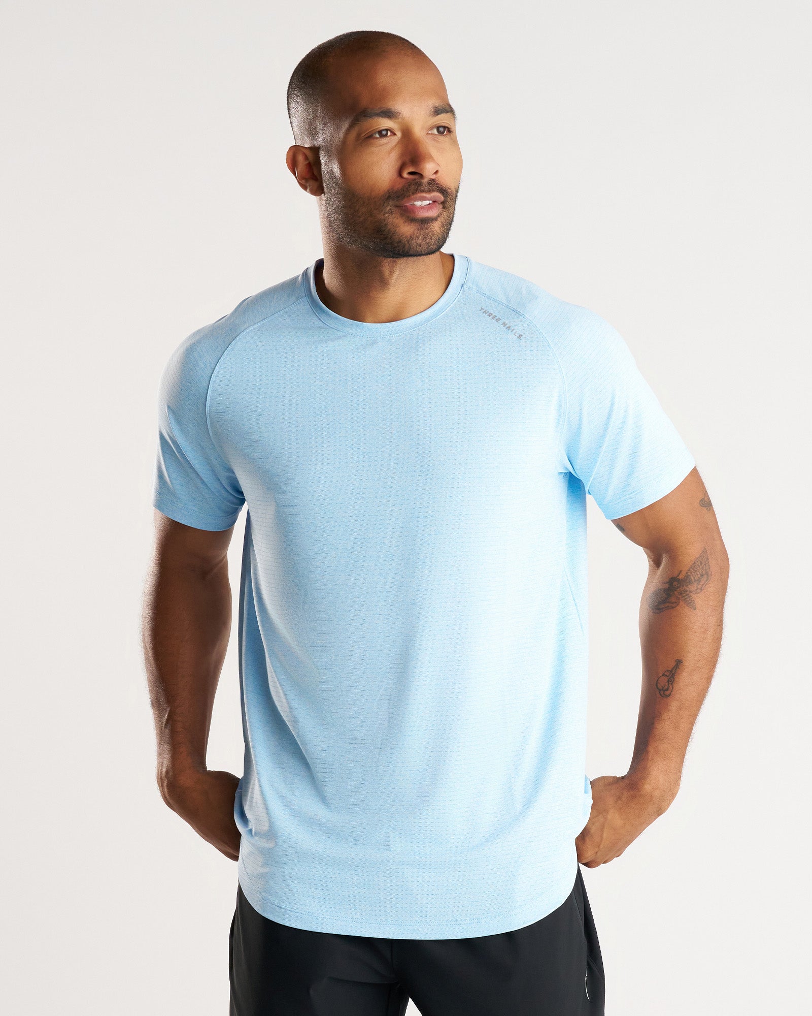 Aion-Lite™ Tee "Three Nails" - Sky Blue Marl