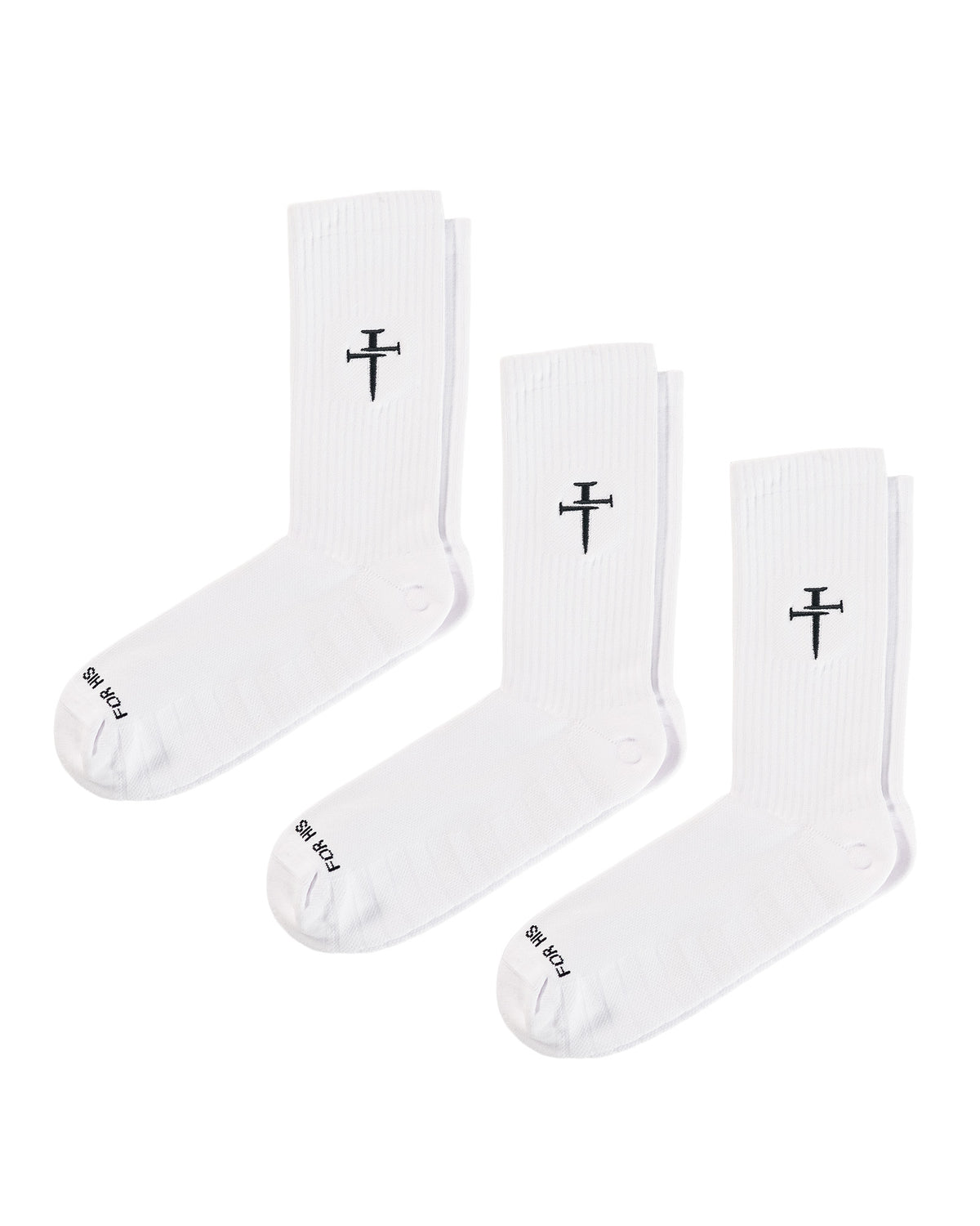 Withe Socks Training Crew Socks (3 Pack) - White